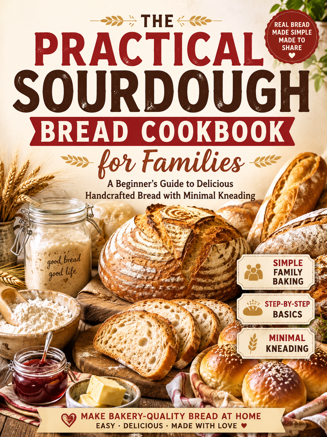 The Practical Sourdough Bread Cookbook for Families: A Beginner's Guide to Delicious Handcrafted Bread with Minimal Kneading