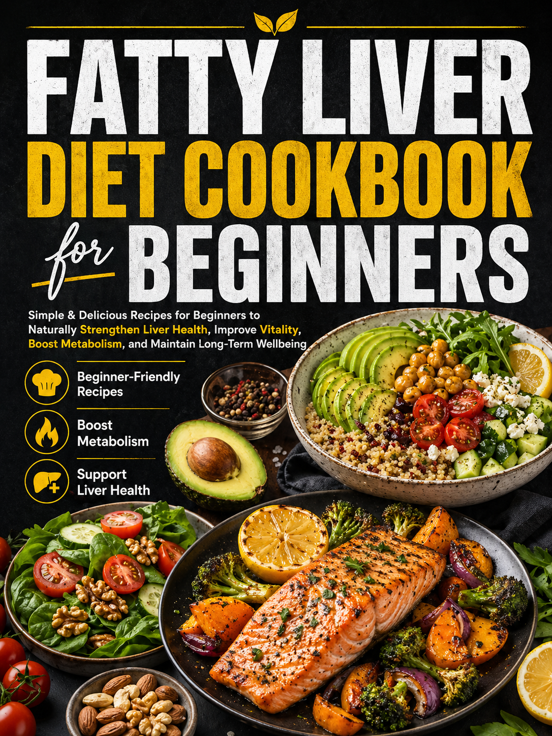 Fatty Liver Diet Cookbook for Beginners: Simple & Delicious Recipes for Beginners to Naturally Strengthen Liver Health, Improve Vitality, Boost Metabolism, and Maintain Long-Term Wellbeing(Spiral Bound)