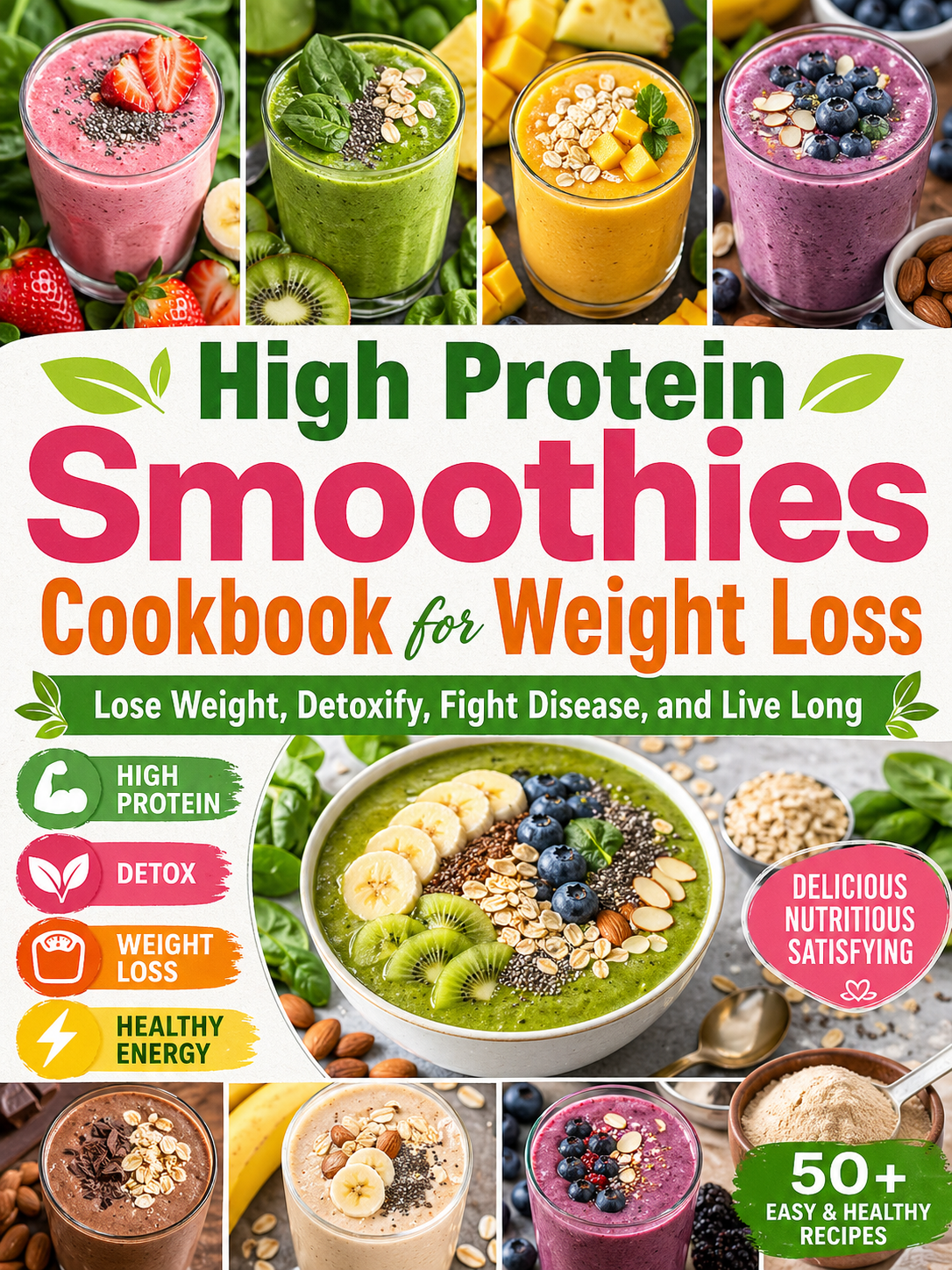 High Protein Smoothies Cookbook for Weight Loss: Lose Weight, Detoxify, Fight Disease, and Live Long(Spiral Bound)
