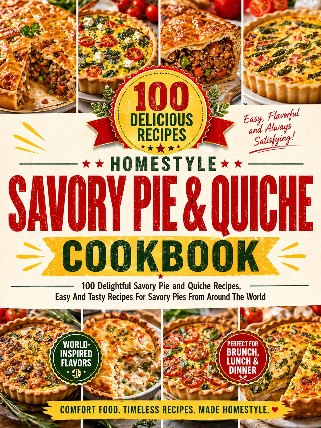 Homestyle Savory Pie & Quiche Cookbook: 100 Delightful Savory Pie and Quiche Recipes, Easy And Tasty Recipes For Savory Pies From Around The World(Spiral Bound)